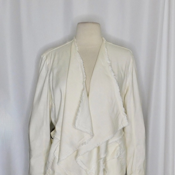 FREE PEOPLE Linen Raw Femme Draped Jacket Off-White Eggshell Cream X-Small - Picture 4 of 14